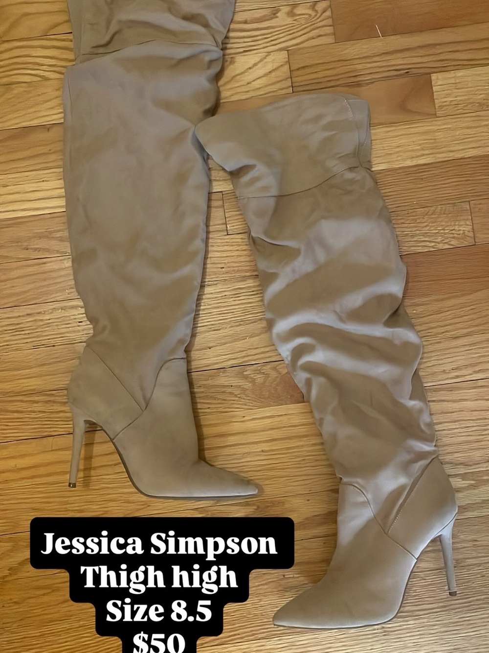 Jessica Simpson Taupe Over-the-Knee Stiletto Boots